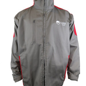 Chaqueta mangas desmontables Gabardina Gris oscuro-Rojo N° de Diseño: 4487
